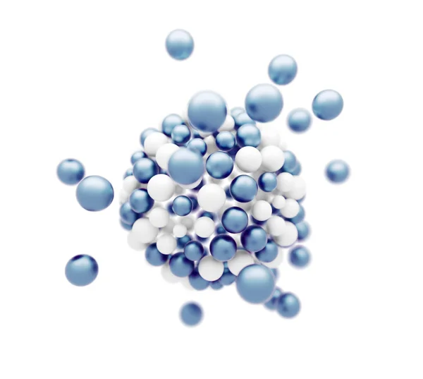 Estructura molecular abstracta de partículas blancas y azules — Foto de Stock