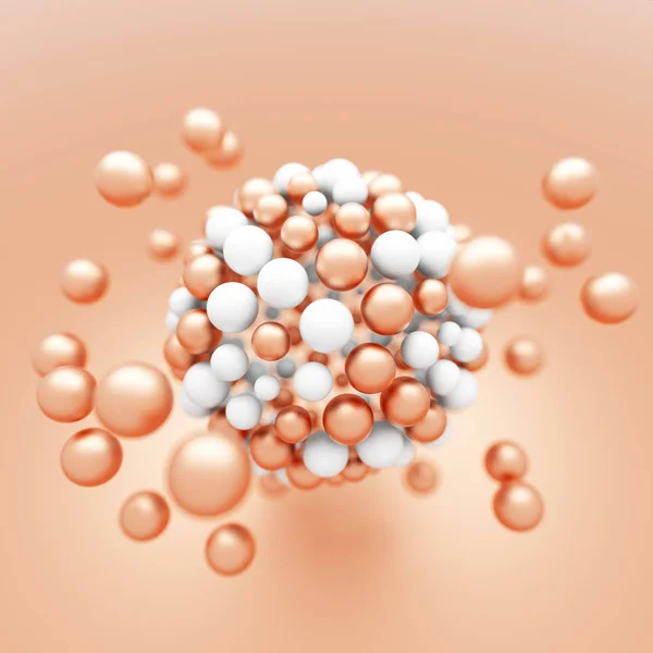 Estructura molecular abstracta de partículas blancas y de cobre — Foto de Stock