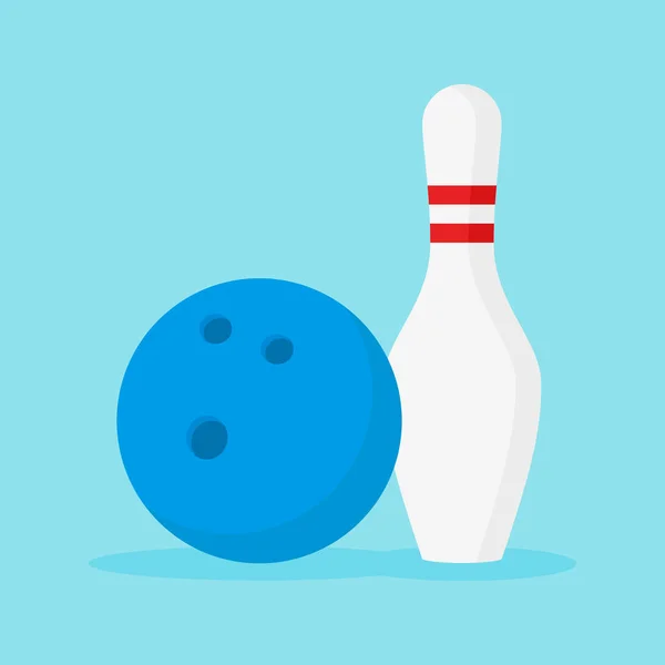 Bowlingové koule a pin izolované na modrém pozadí. — Stockový vektor
