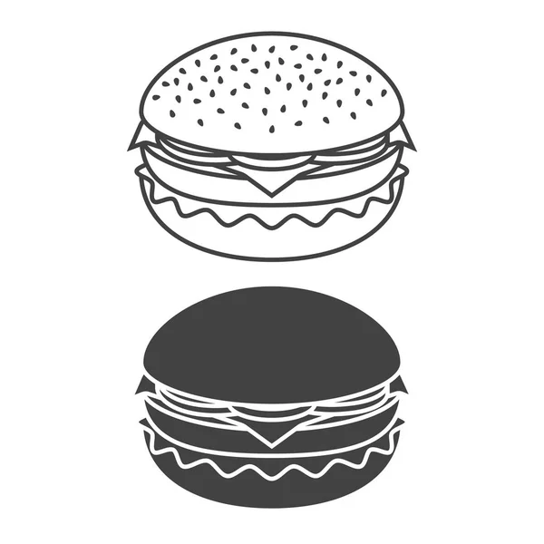 Ikon monokrom burger. Ilustrasi vektor . - Stok Vektor