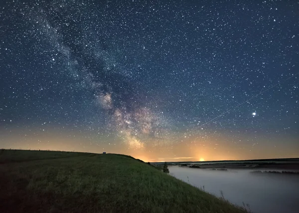 Paisaje Nocturno Vía Láctea Cielo Estrellado — Foto de Stock