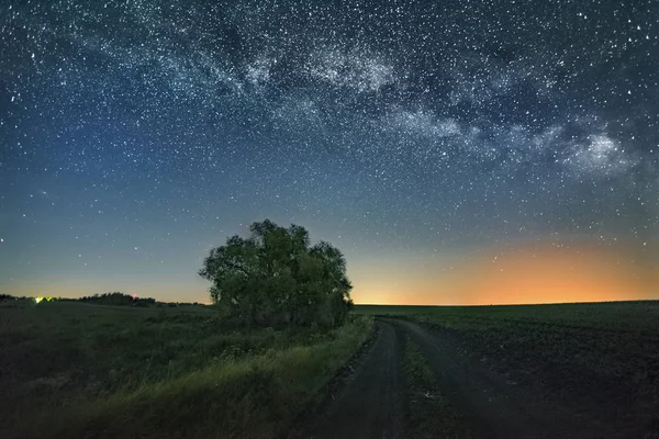 Paisaje Nocturno Vía Láctea Cielo Estrellado — Foto de Stock
