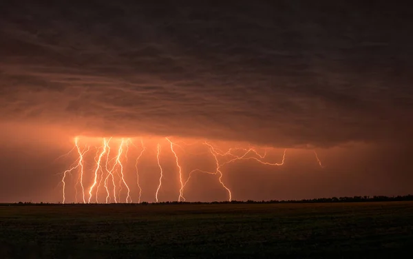 Storm Wolken Bewolkt Nacht Bliksem Onweersbui — Stockfoto