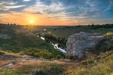 Vorgol, Vorgolsky kayaları, Dace, Elets, Lipetsk bölgesi, Rus doğası.