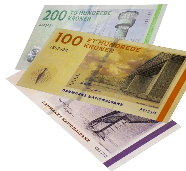 Zusammensetzung Der Dänischen Banknoten Dkk — Stockfoto