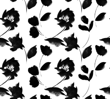 Suluboya çiçek deseni. Soyut tekstil yazdırma kalıbı.