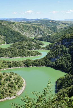 Uvac Nehri Kanyonu, Sırbistan. Manzaralı doğa manzarası