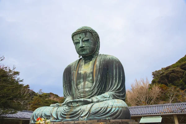 Grande Scultura Bronzo Buddha Kamakura Tokyo Giappone — Foto Stock