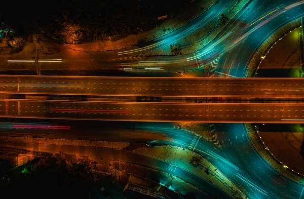 Vista Superior Autopista Tráfico Por Carretera Una Infraestructura Importante Tailandia —  Fotos de Stock