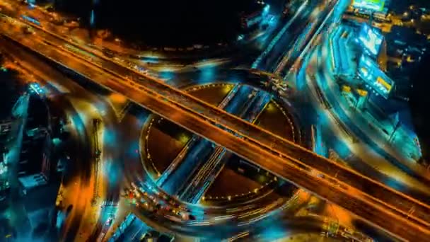 Time Lapse Expressway Top View Circl Road Traffic Important Infrastructure — Stock Video