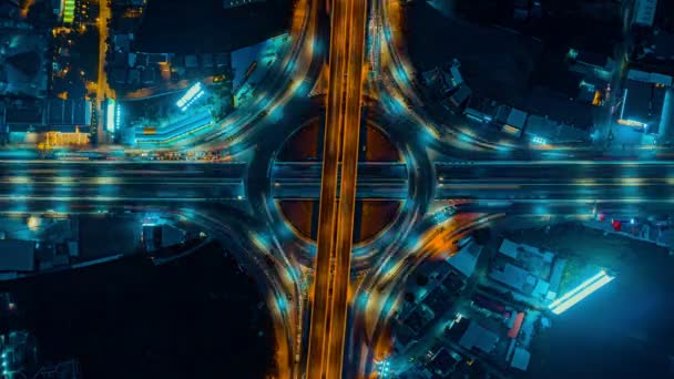 Time Lapse Expressway Top View Circl Road Traffic Important Infrastructure — Stock Video
