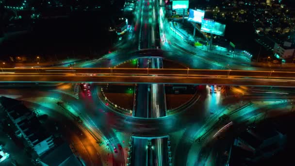 時間経過高速道路トップビュー サークル道路交通バンコクタイの重要なインフラストラクチャ — ストック動画