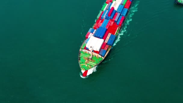 Konténer Hajó Üzleti Logisztikai Import Export Szállítás Nemzetközi Konténerek Szállítása — Stock videók