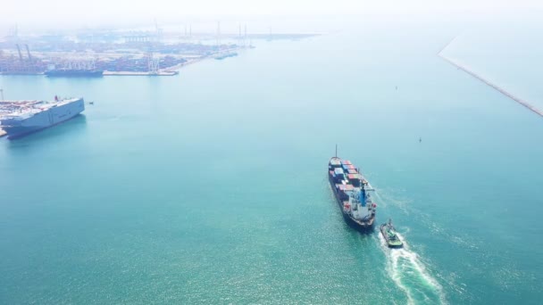 Kapal Kontainer Bisnis Logistik Impor Ekspor Transportasi Internasional Dan Transportasi — Stok Video