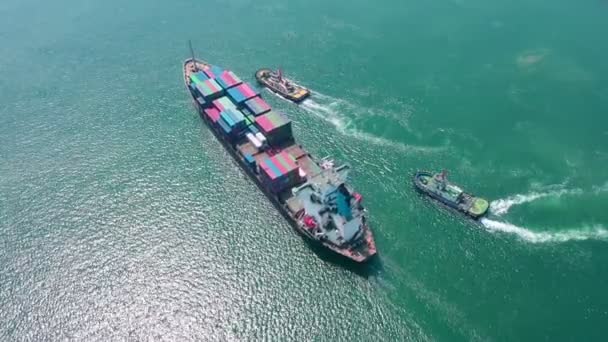 Konteyner Gemisi Lojistik Ithalat Ihracat Taşımacılığı Uluslararası Limandaki Konteynırların Nakliyesi — Stok video