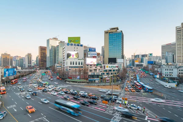 Seul Coreia Sul Dezembro 2017 Rua Trânsito Cidade Seul Perto — Fotografia de Stock