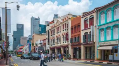 China Town City Singapur'da sokak video Lapse zaman