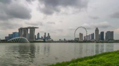 Gün gece Time Lapse video Marina Bay Singapur City, Singapur timelapse 4k