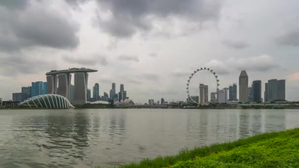 Den Noci Časosběrné Video Marina Bay Singapuru City Singapur Timelapse — Stock video