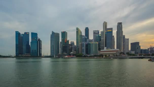 Panoramę Miasta Timelapse Singapuru Widok Marina Bay Dzień Nocy Upływ — Wideo stockowe