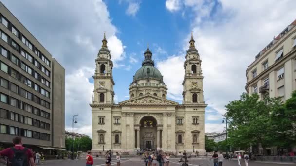 Timelapse Turistas Están Viajando Basílica San Esteban Catedral Budapest Ciudad — Vídeo de stock