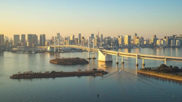 Time Lapse Video Tokyo Bay Stadssilhuetten Tokyo Japan — Stockvideo