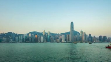 Hong Kong şehir manzarası Timelapse video Victoria Harbor zaman atlamalı 4k manzaralı