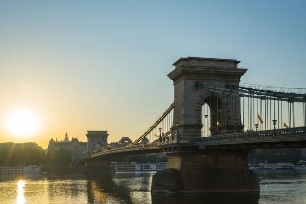 Szechenyi Ланцюгового Мосту Місті Будапешт Угорщина — стокове фото