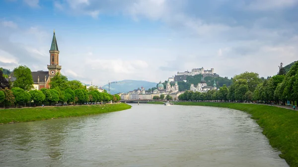 Panoramablick Auf Die Stadtsilhouette Salzburgs Salzburg Österreich — Stockfoto