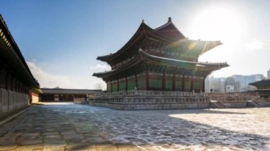 Video Lapse zaman Gyeongbokgung Sarayı, Seoul, Güney Kore timelapse 4k