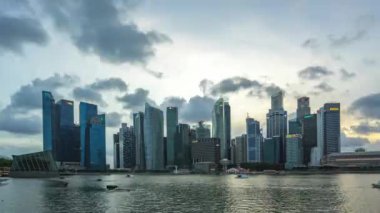 Gün gece zaman atlamalı video Singapur şehir manzarası Singapur City, Singapur timelapse 4k