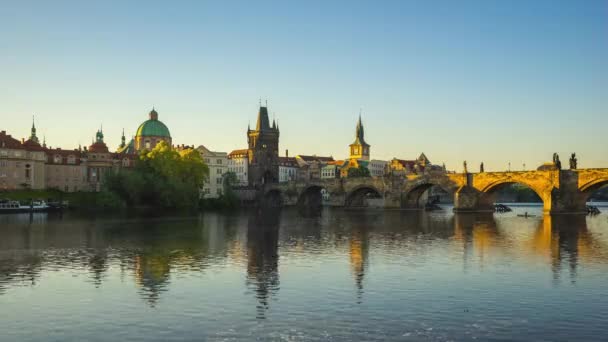 Východ Slunce Výhledem Karlův Most Staré Město České Republiky Timelapse — Stock video