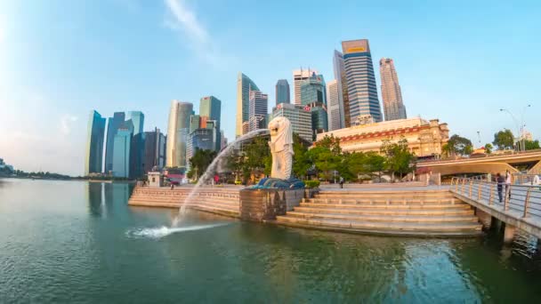 Tidsfördröjning För Singapore Merlion Park Singapore City Singapore — Stockvideo