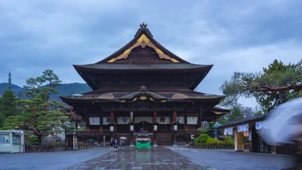 Den Noci Časosběrné Video Atrakce Zenkoji Temple Mezník Nagano Japonsko — Stock video