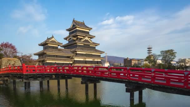 Dia Para Noite Vídeo Lapso Tempo Matsumoto Castle Marco Cidade — Vídeo de Stock