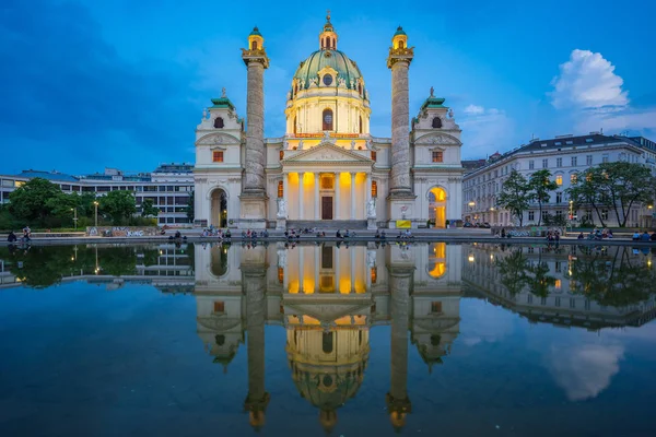 Twilight Charles Church Vienna Austria — Stock Photo, Image