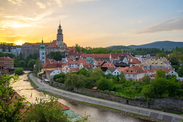 Vista Atardecer Del Casco Antiguo Cesky Krumlov República Checa —  Fotos de Stock