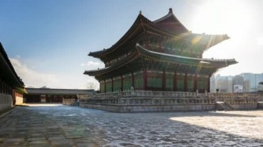 Seoul, Güney Kore timelapse 4k Gyeongbokgung Sarayı dönüm noktası video Lapse Time