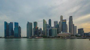 Gün gece zaman atlamalı video Singapur cityscape Skyline