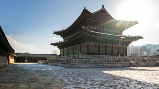 韩国首尔景福宫宫殿地标的时间推移视频 Timelapse — 图库视频影像