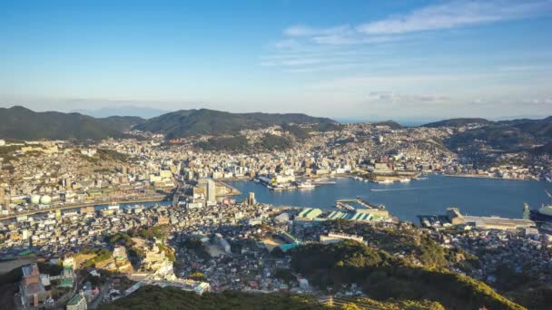 Panoramę Miasta Nagasaki Nagasaki Japonia Timelapse — Wideo stockowe