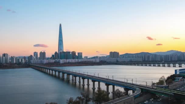 Dzień Filmy Poklatkowe Nocne Seoul Gród Skyline Timelapse — Wideo stockowe