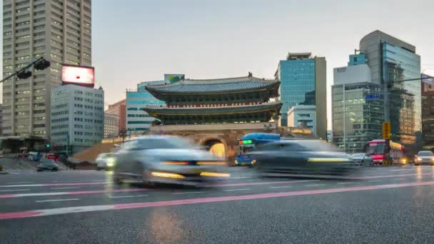 Långtidssekvenser Video Namdaemun Gate Seoul South Korea Timelapse — Stockvideo