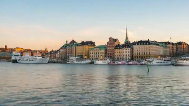 Stockholm Stad Skyline Van Dag Naar Nacht Timelapse Stockholm Zweden — Stockvideo