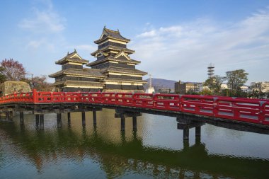 Gün batımı görünümü Matsumoto Kalesi: Nagano, Japan.