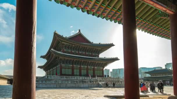 Кёнбокгун Ориентир Сеуле Южная Корея Timelapse — стоковое видео