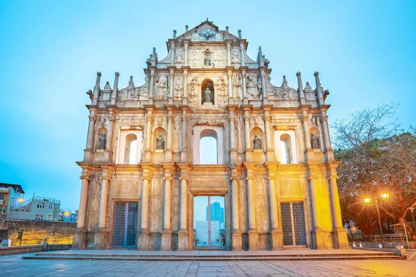 Ruínas São Paulo Noite Macau China — Fotografia de Stock