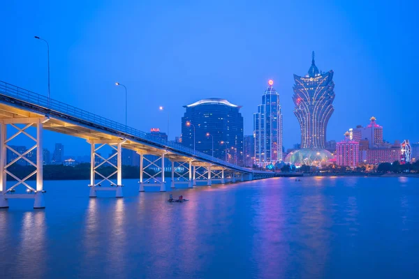 Макао Міський Пейзаж Skyline Вночі Китаї — стокове фото