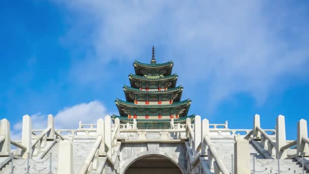 Zeitraffer Video Von Gyeongbokgung Museumspalast Seoul City Südkorea Zeitraffer — Stockvideo