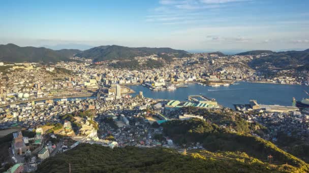 Timelapse Video Nagasaki Stadssilhuetten Nagasaki Japan Tid Förfaller — Stockvideo